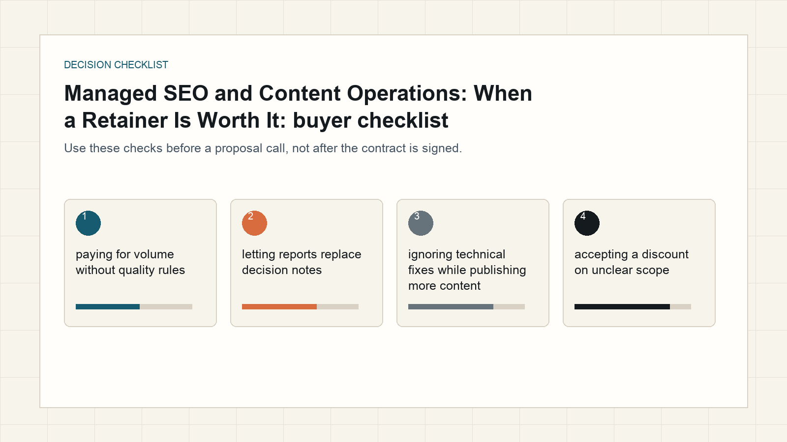 managed SEO and content operations buyer checklist